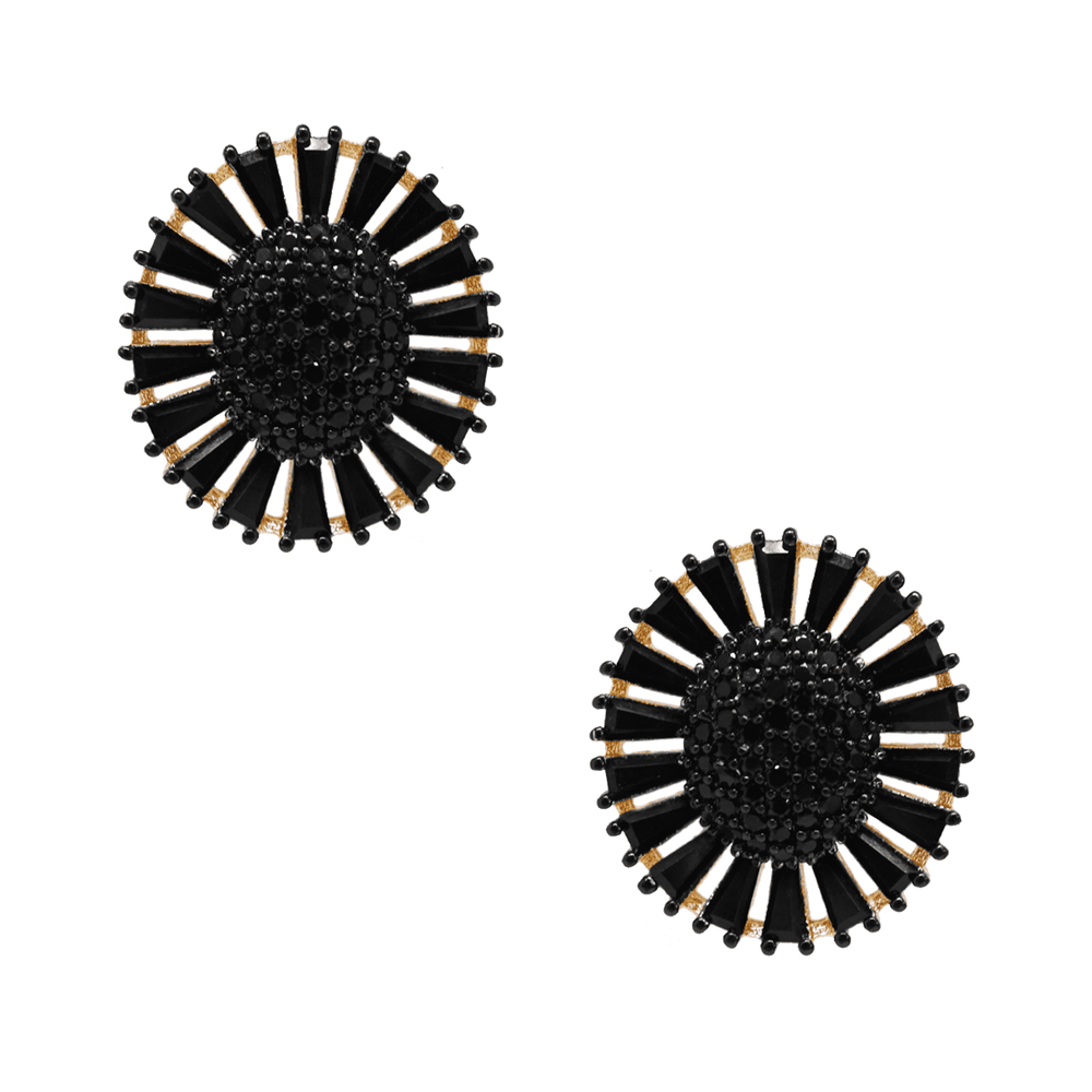 Imagem do produto Brinco Magnificent Oval Cravejado de Zircônias Negras e Baguetes Folheado a Ouro 18k