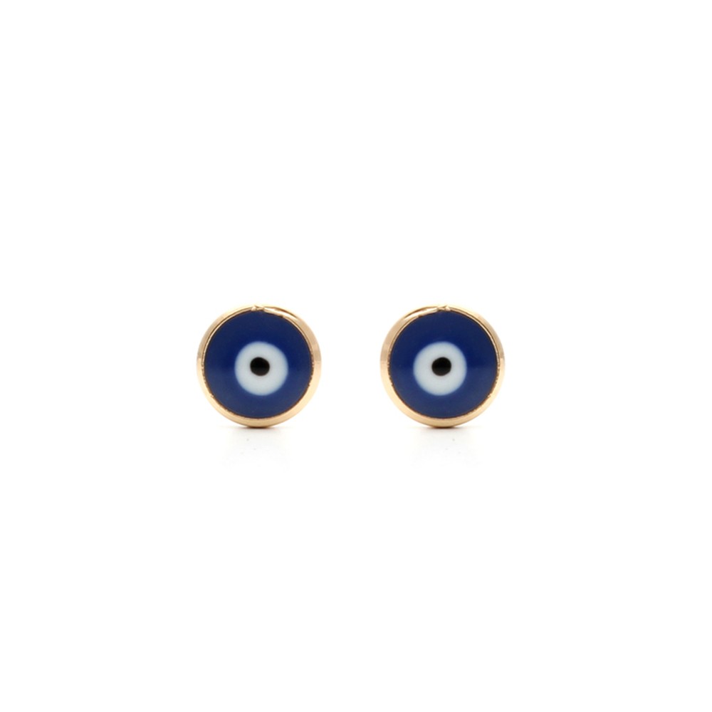 Imagem do produto Brinco Olho Grego Azul Escuro Folheado a Ouro 18k