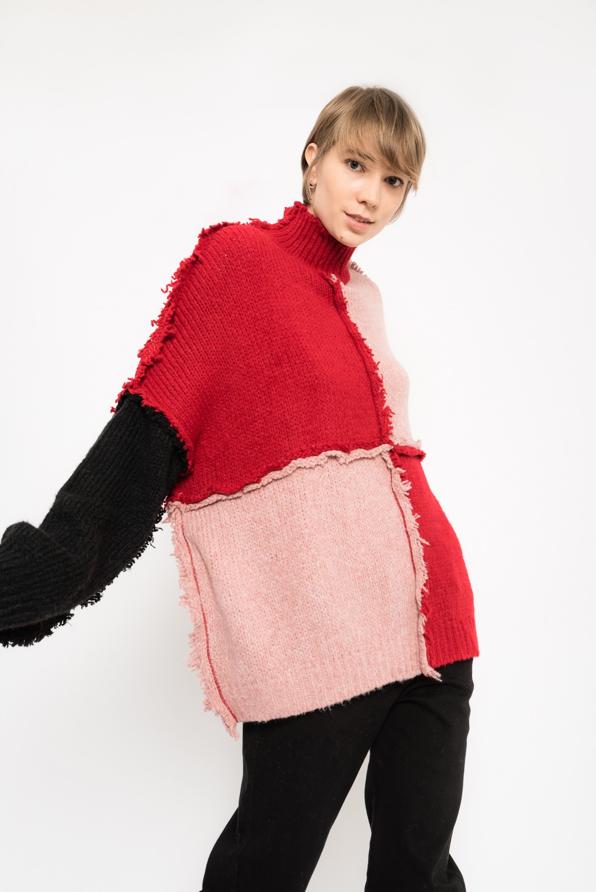 tricot oversized com patchwork | oversized patchwork knit