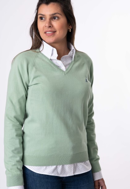 Sweater Feminino Monaco Gola V 015449 Verde