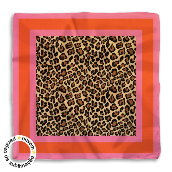 Foto do produto lenço musthave - onça print rosa-laranja
