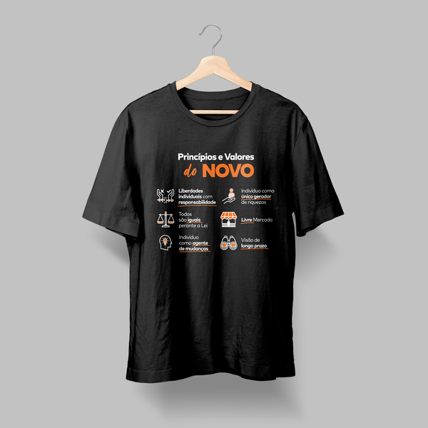 Foto do produto Camiseta Princípios e Valores do NOVO Preta (Unissex)