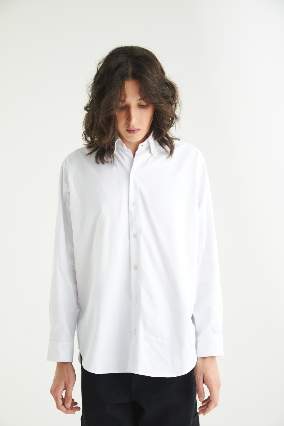 Embroided Logo Long Shirt Off White