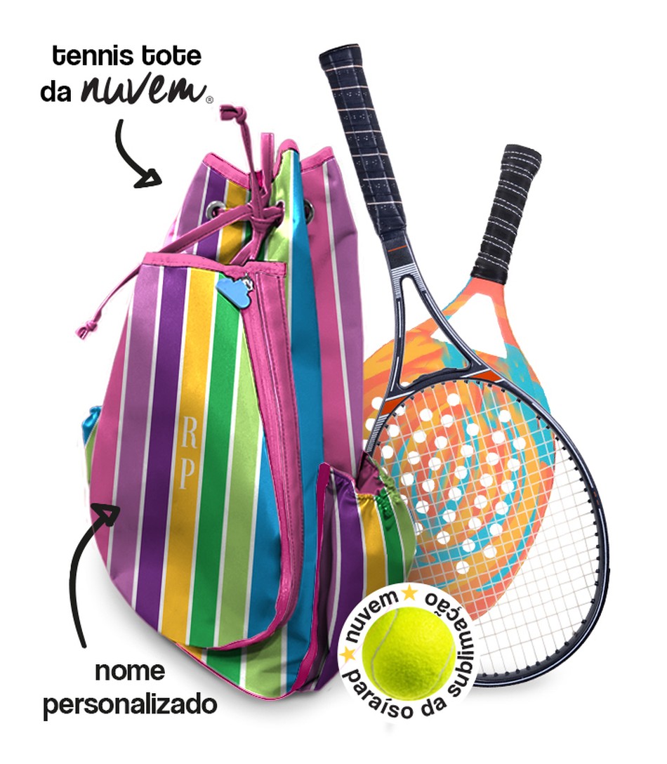 tennis tote raqueteira - listras coloridas