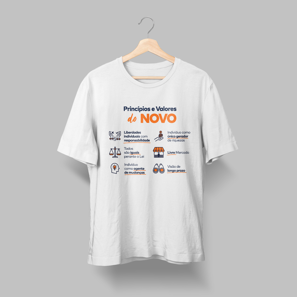 Camiseta Princípios e Valores do NOVO Branca (Unissex)