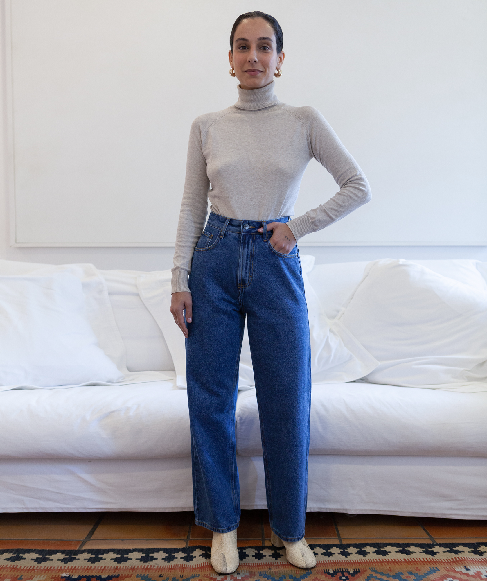Jeans Reta Cintura Alta | Olga Azul Índigo