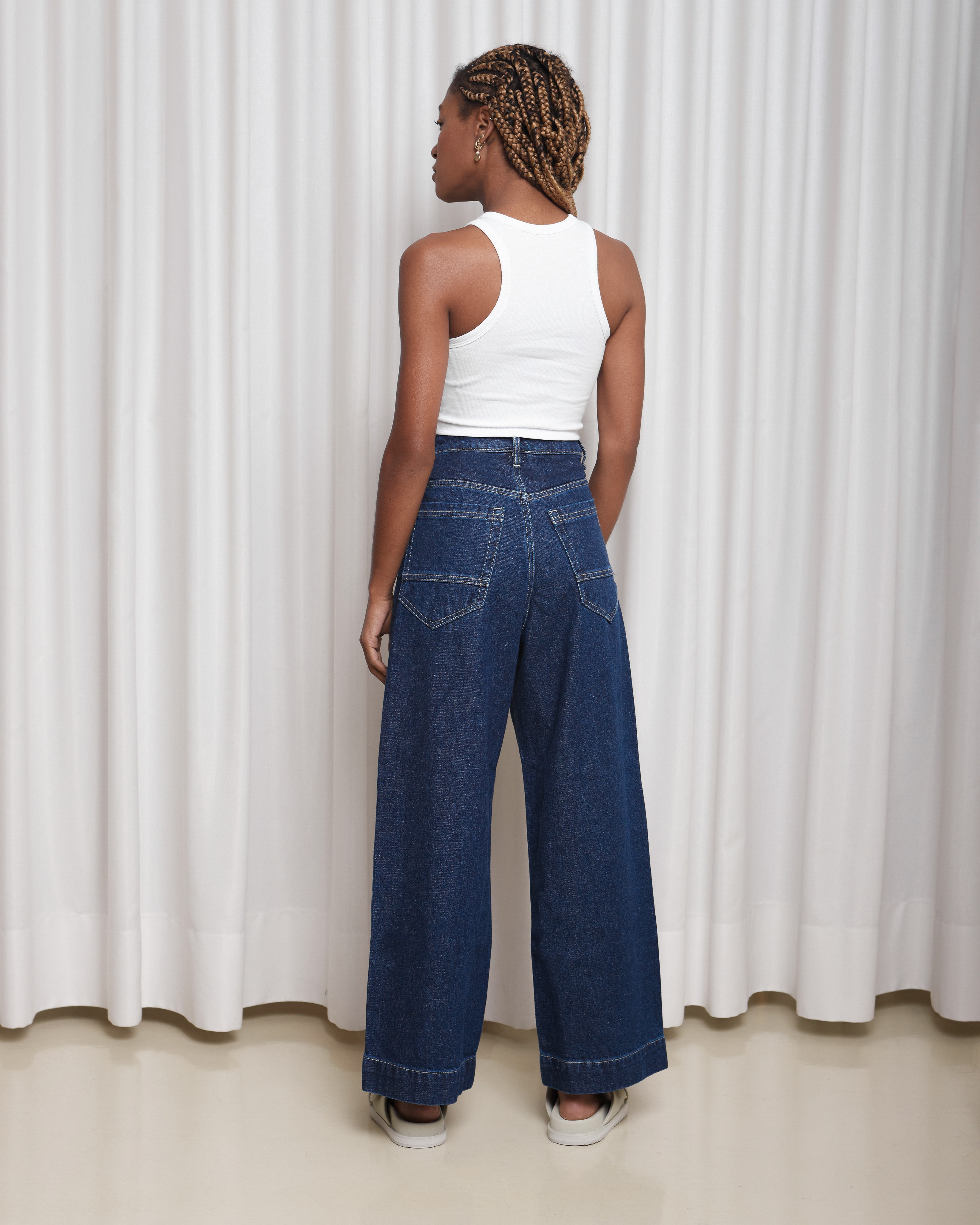 Calça Jeans Wide Leg | Naomi Azul Escuro